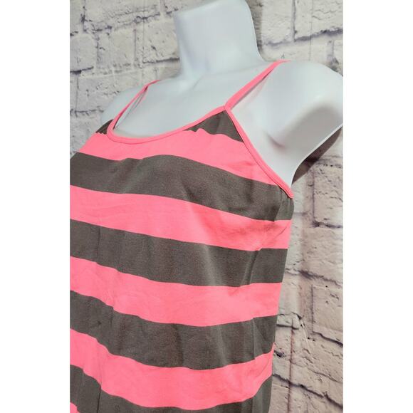 Zenana Signature Pink Gray Striped Spaghetti Strap Tank Top One Size Lightweight - Picture 2 of 4